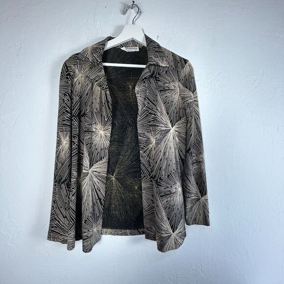 Vintage Diane Von Furstenberg Womens Black Beige Starburst Pattern Open Jacket - Picture 1 of 6